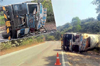 Ankola: Methane gas tanker overturns near Agasuru, traffic diverted